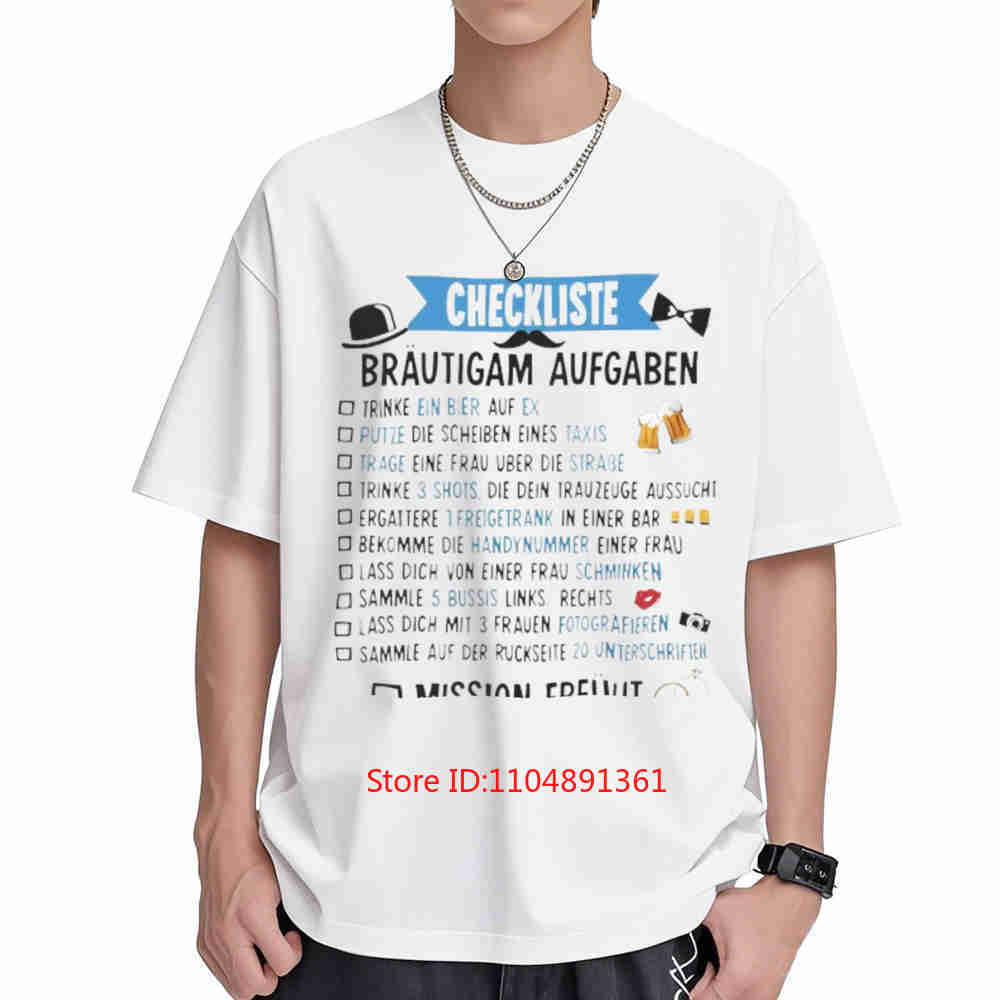 Men'S Grooming Checklist - Bräutigam-Checkliste Junggesellen-Kurzarm-T-Shirt 100% Baumwolle