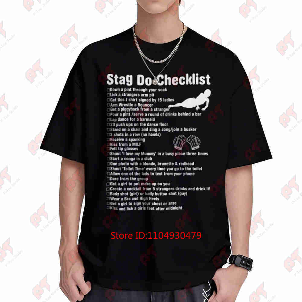 Men'S Grooming Checklist - Stag Do Checklist Bräutigam Junggesellenabschied Kurzarm-T-Shirt